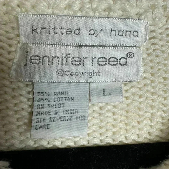 Vintage Jennifer Reed knitted by hand floral scallop hem sweater size large - Picture 8 of 10